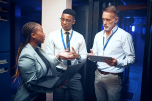 Data center staffing agency reviewing technician, engineer, and facilities hiring needs for a mission-critical facility