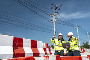 Fiber construction crew working on a broadband deployment project