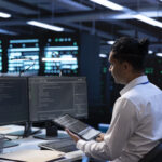 Data center controls engineer monitoring BMS and EPMS systems