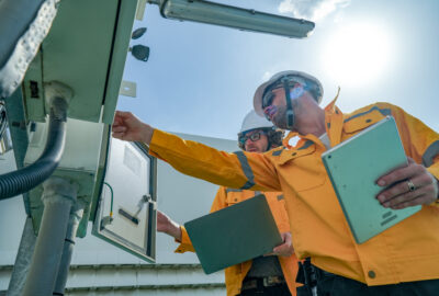 Fiber technician supporting 5G backhaul network deployment