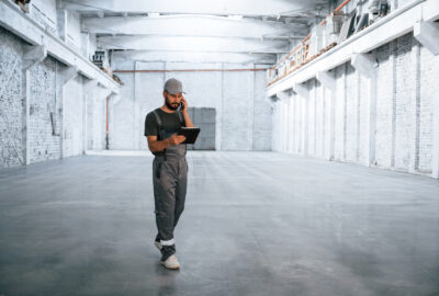 WiFi engineer performing an enterprise wireless site survey